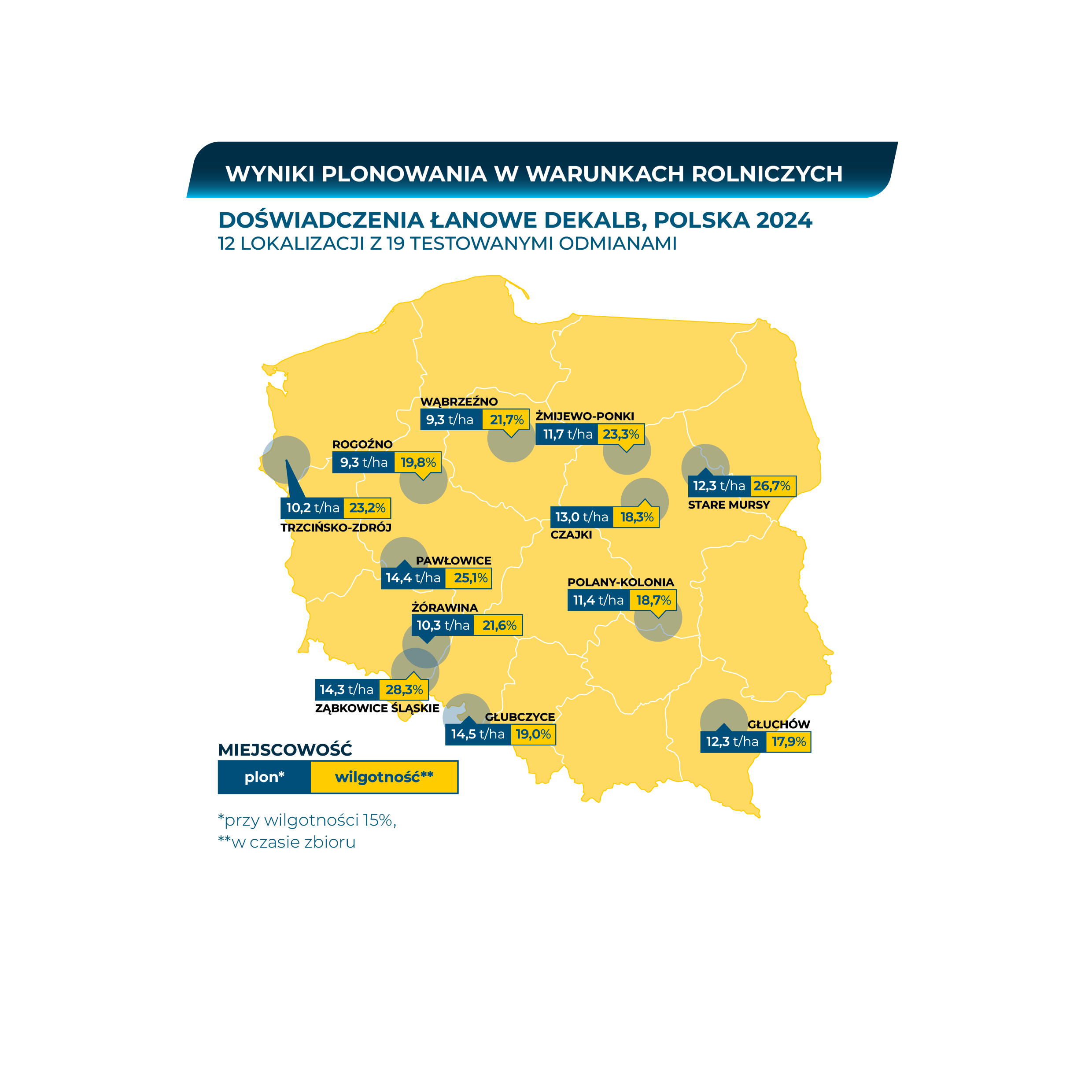 Wyniki plonowania kukurydzy Dekalb DKC3719